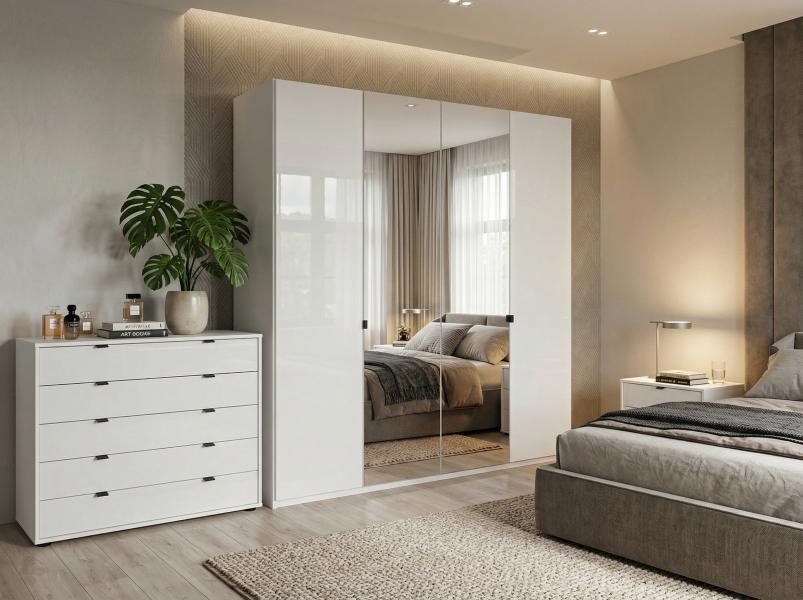 Dan Mac Robe Doors 767 - 3 Door Robe with 3 White Glass Door | Magnum Furniture