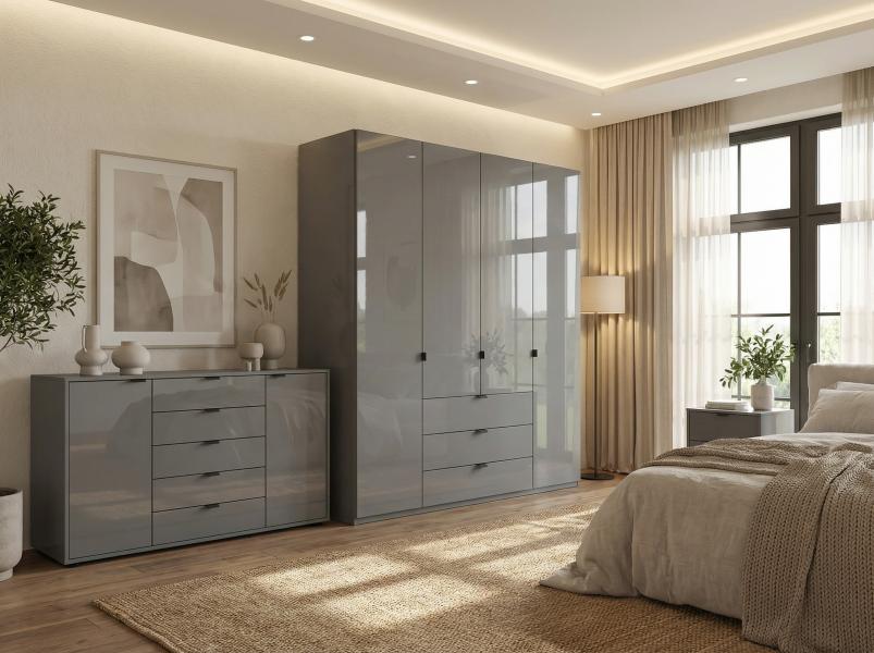 3 Door Robe Stacker 813 - 3 Door Robe with 3 Lava Glass Door | Magnum Furniture