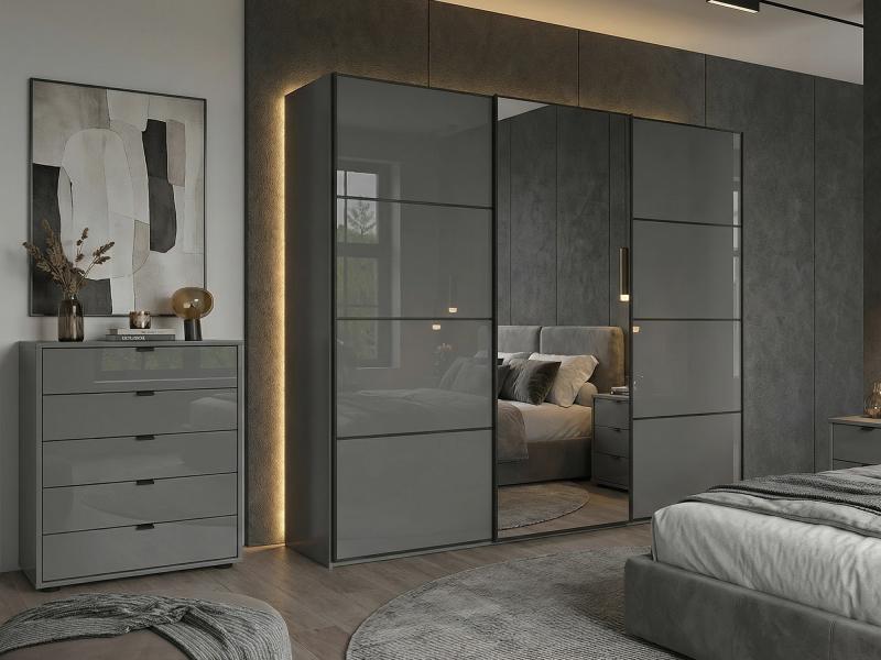 Toronto Sliding Robe 535 - 280cm Sliding Door Robe - 3 Glass Doors | Magnum Furniture